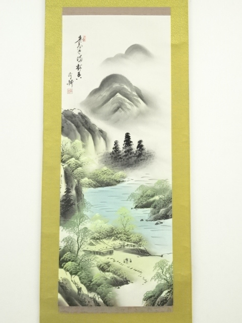 道具 ] - 道具 峰耕筆 山水 肉筆絹本掛軸 | ネットショップ圭 netshop